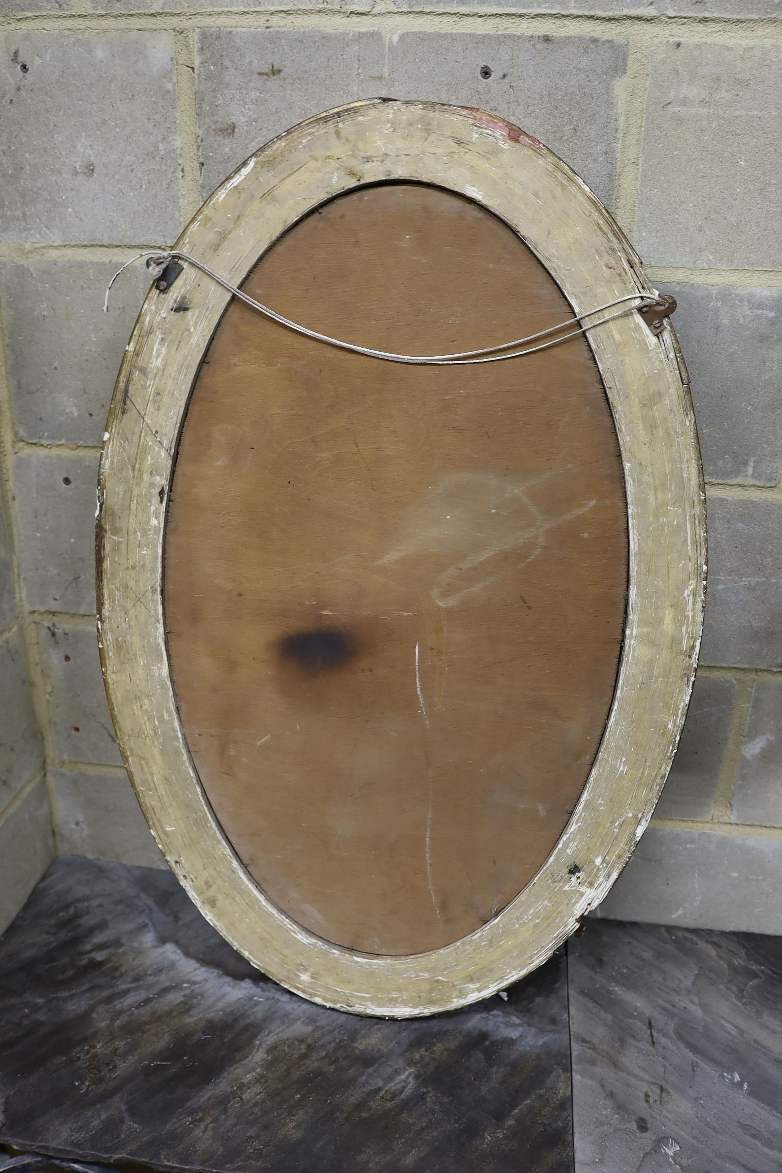 An Irish style oval wall mirror, width 64cm, height 100cm